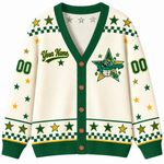Chaotic Club Mascot Star Checkered Game Day Knit Cardigan