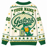 Chaotic Club Mascot Star Checkered Game Day Knit Cardigan