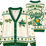 Chaotic Club Mascot Star Checkered Game Day Knit Cardigan