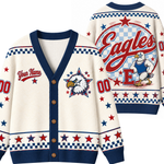 Chaotic Club Mascot Star Checkered Game Day Knit Cardigan