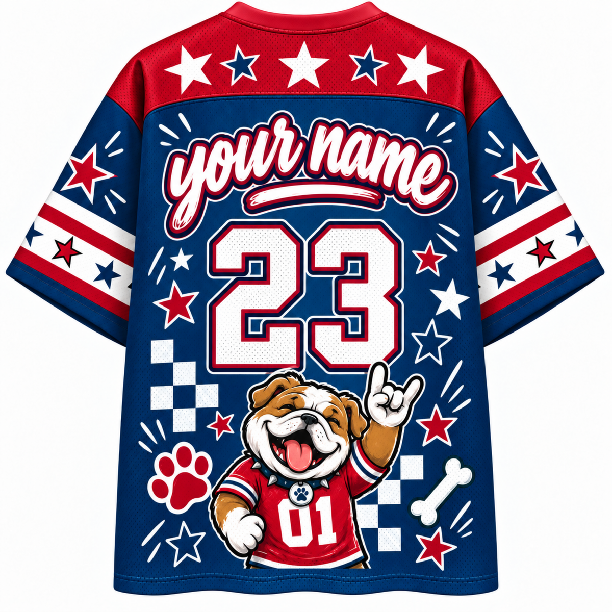 Chaotic Club Mascot Star Glasses Checkered Game Day Sports Mesh Jersey