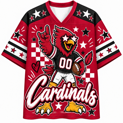 Chaotic Club Mascot Star Glasses Checkered Game Day Sports Mesh Jersey