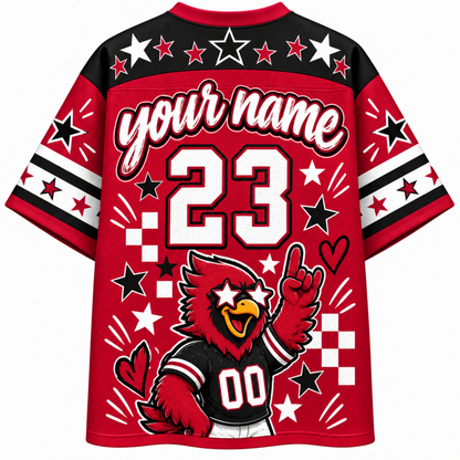 Chaotic Club Mascot Star Glasses Checkered Game Day Sports Mesh Jersey