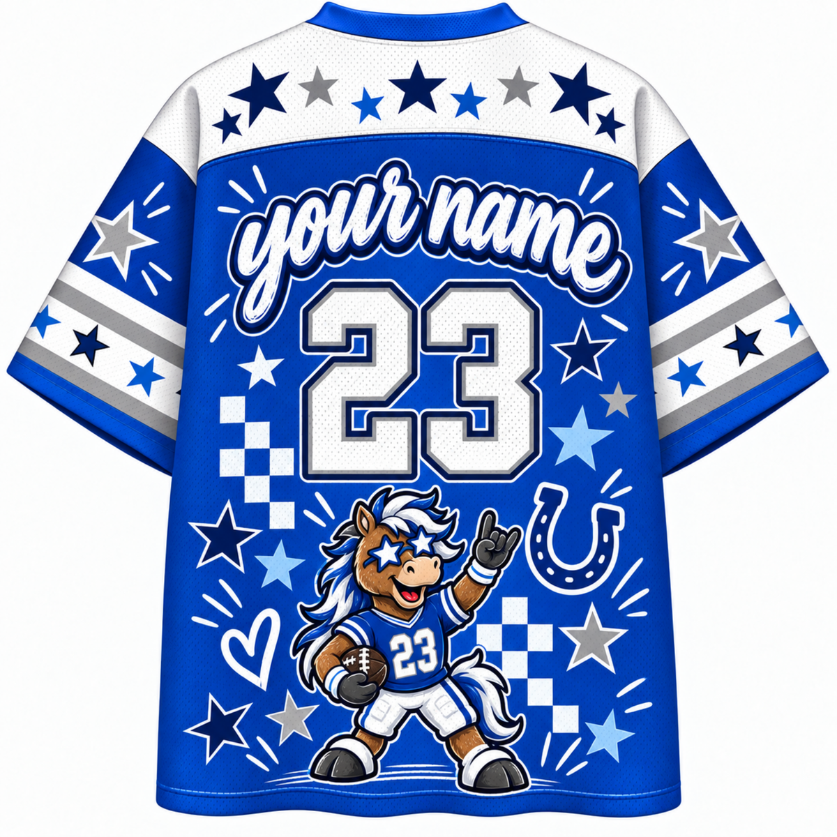 Chaotic Club Mascot Star Glasses Checkered Game Day Sports Mesh Jersey