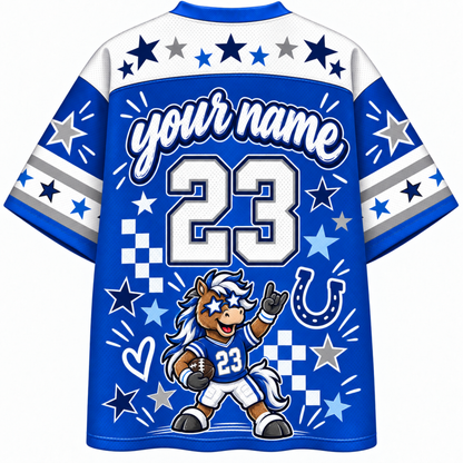Chaotic Club Mascot Star Glasses Checkered Game Day Sports Mesh Jersey
