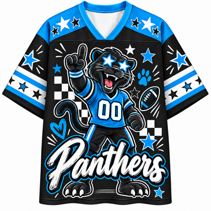 Chaotic Club Mascot Star Glasses Checkered Game Day Sports Mesh Jersey