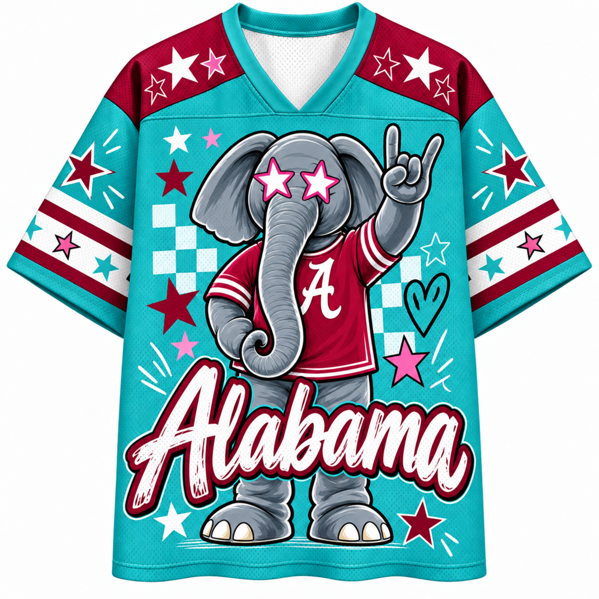 Chaotic Club Mascot Star Glasses Checkered Game Day Sports Mesh Jersey