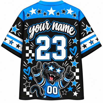 Chaotic Club Mascot Star Glasses Checkered Game Day Sports Mesh Jersey