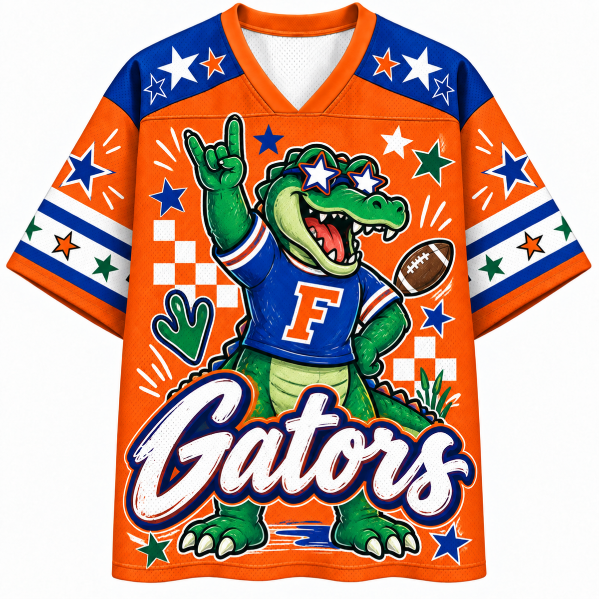 Chaotic Club Mascot Star Glasses Checkered Game Day Sports Mesh Jersey