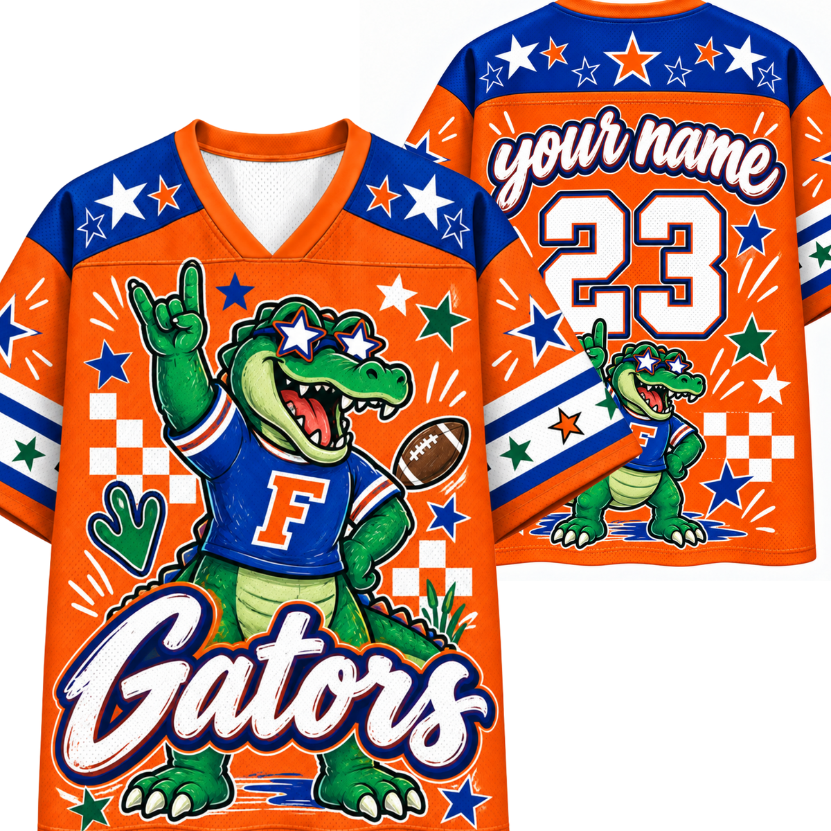 Chaotic Club Mascot Star Glasses Checkered Game Day Sports Mesh Jersey