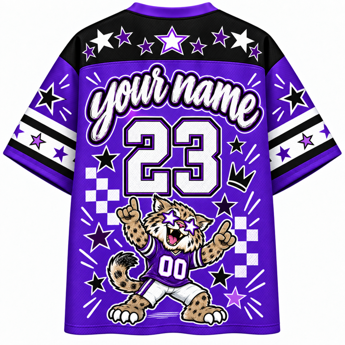 Chaotic Club Mascot Star Glasses Checkered Game Day Sports Mesh Jersey