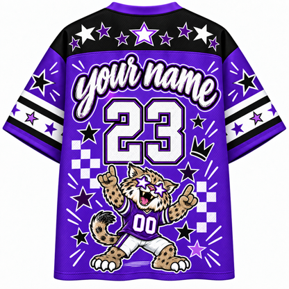 Chaotic Club Mascot Star Glasses Checkered Game Day Sports Mesh Jersey
