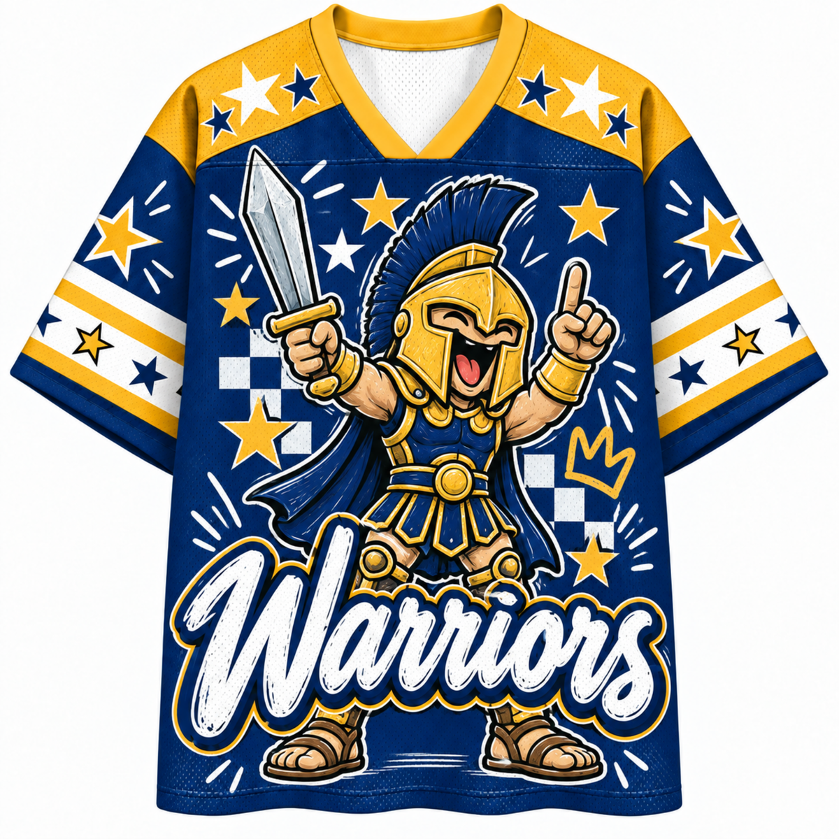 Chaotic Club Mascot Star Glasses Checkered Game Day Sports Mesh Jersey