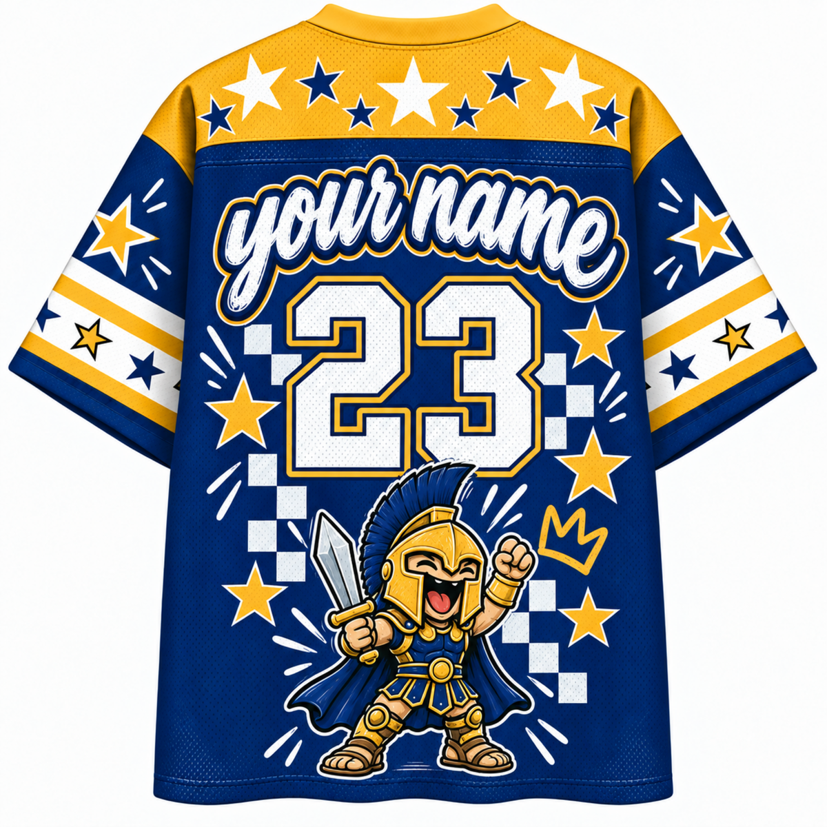 Chaotic Club Mascot Star Glasses Checkered Game Day Sports Mesh Jersey