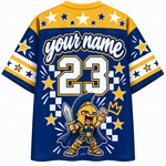 Chaotic Club Mascot Star Glasses Checkered Game Day Sports Mesh Jersey