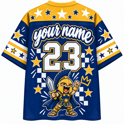 Chaotic Club Mascot Star Glasses Checkered Game Day Sports Mesh Jersey