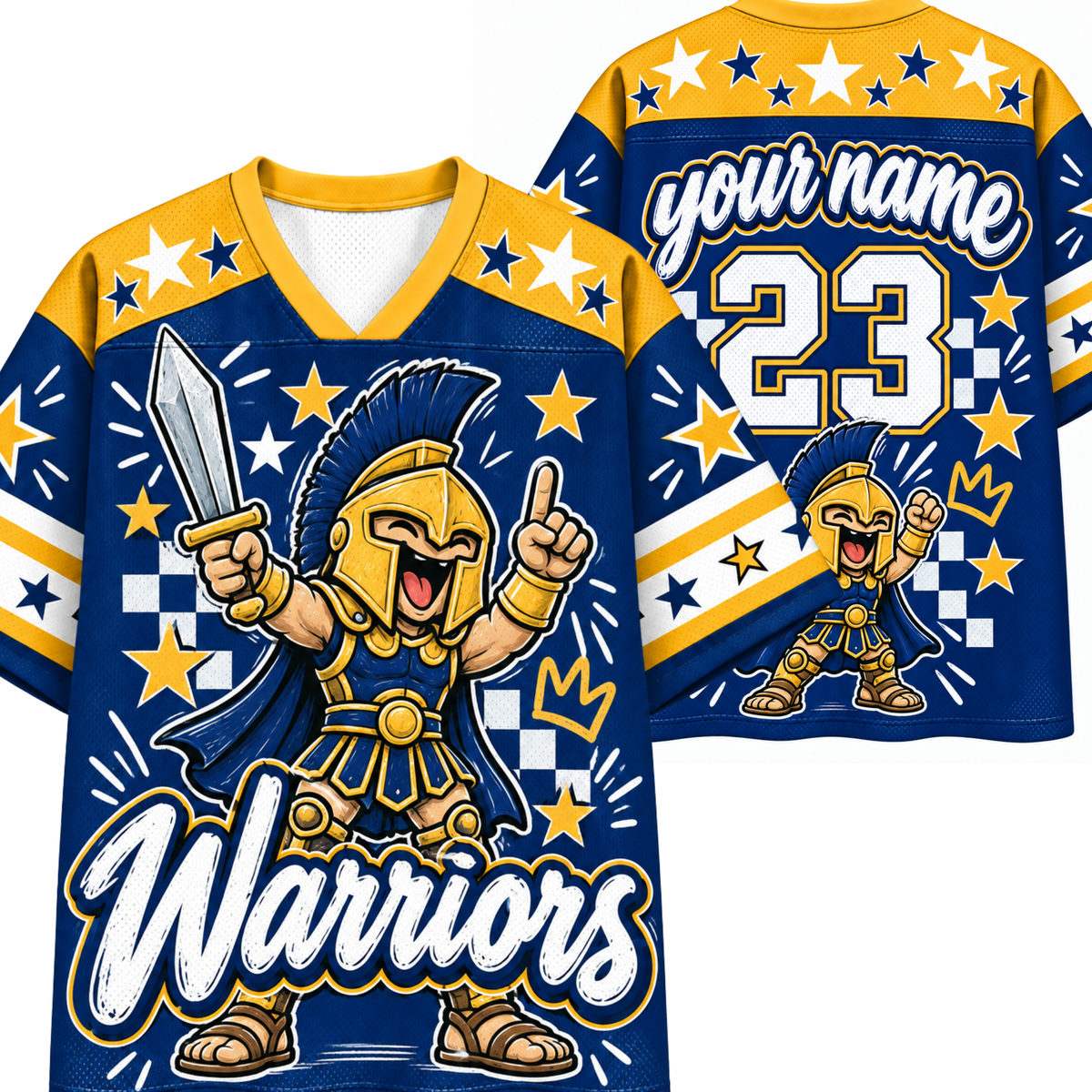 Chaotic Club Mascot Star Glasses Checkered Game Day Sports Mesh Jersey