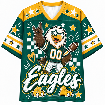 Chaotic Club Mascot Star Glasses Checkered Game Day Sports Mesh Jersey