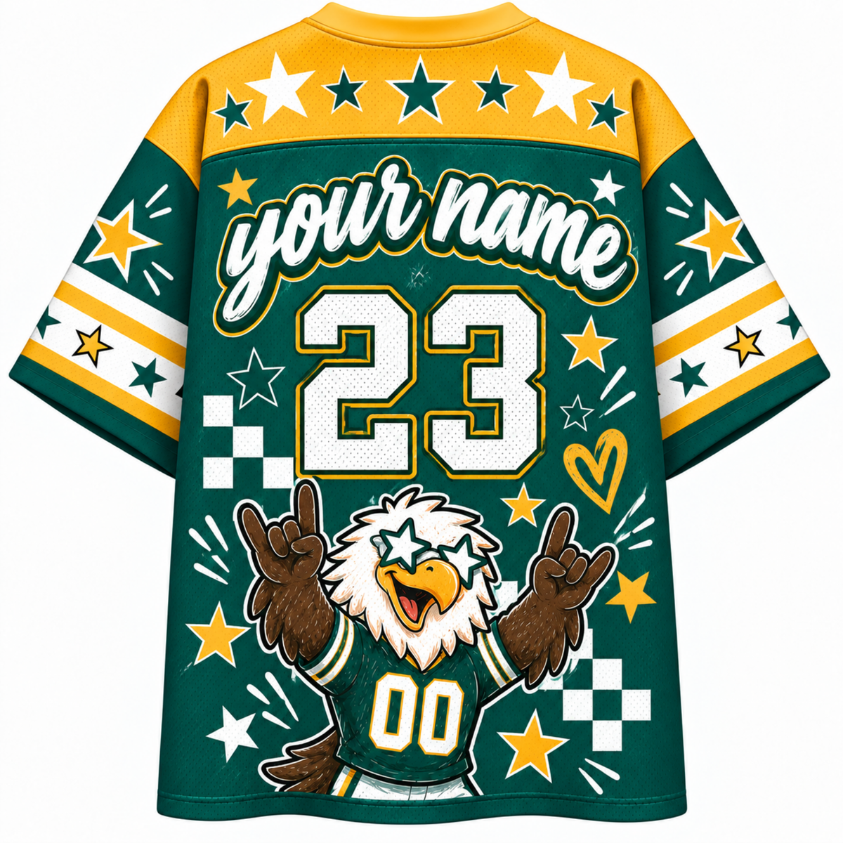 Chaotic Club Mascot Star Glasses Checkered Game Day Sports Mesh Jersey