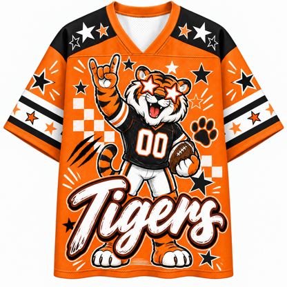 Chaotic Club Mascot Star Glasses Checkered Game Day Sports Mesh Jersey