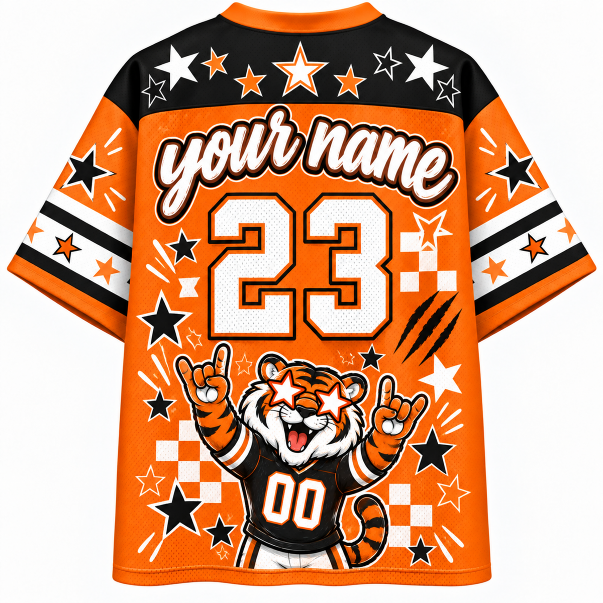 Chaotic Club Mascot Star Glasses Checkered Game Day Sports Mesh Jersey
