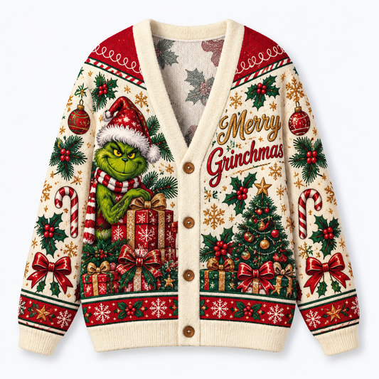Chaotic Club Monster Holiday Gift Knit Cardigan