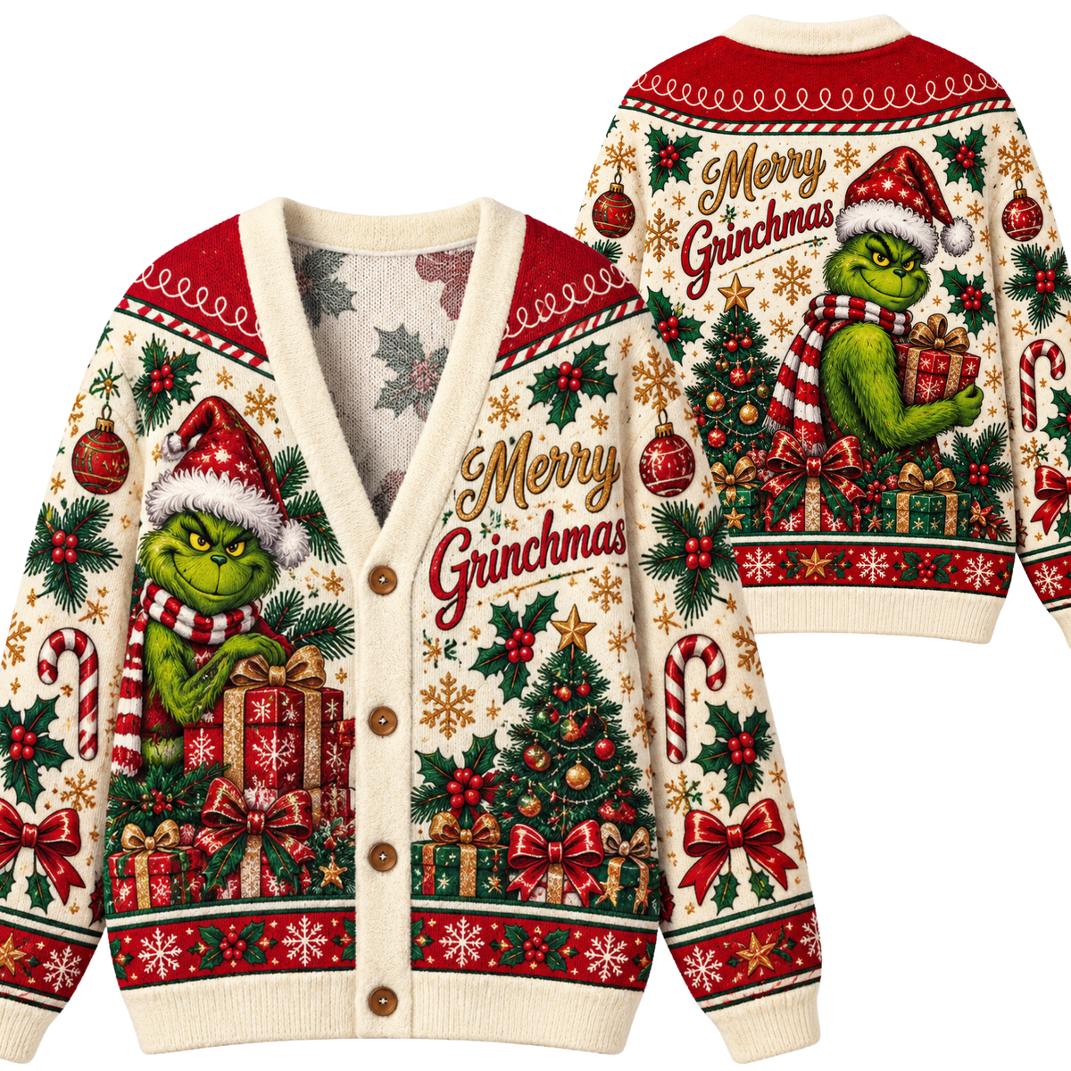 Chaotic Club Monster Holiday Gift Knit Cardigan