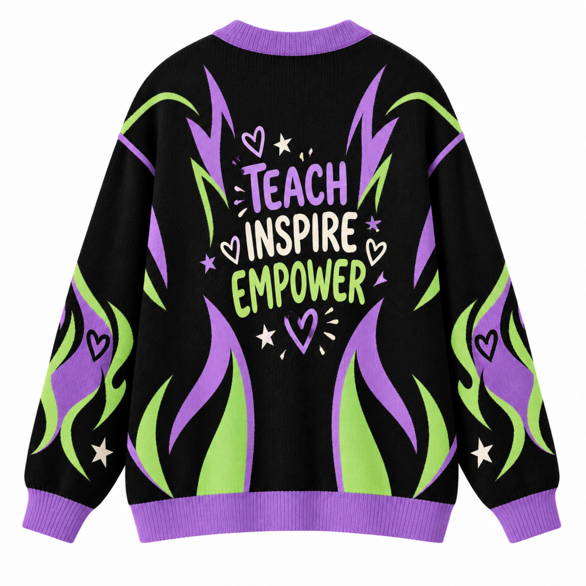 Chaotic Club Neon Flame Teacher Custom Knit Cardigan