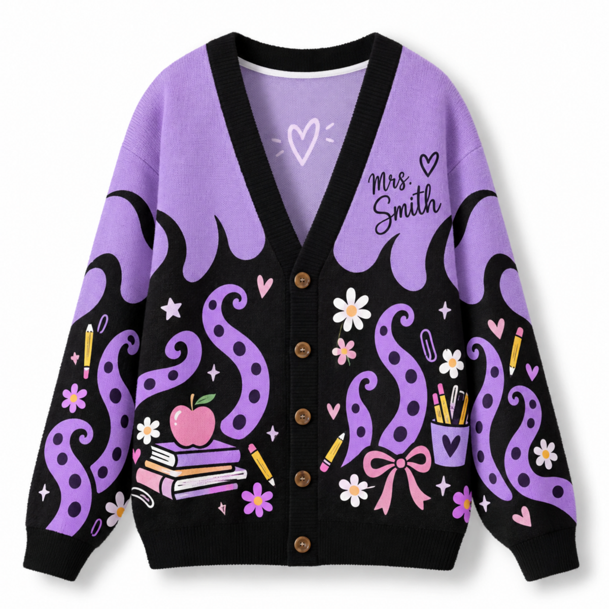 Chaotic Club Neon Flame Teacher Custom Knit Cardigan