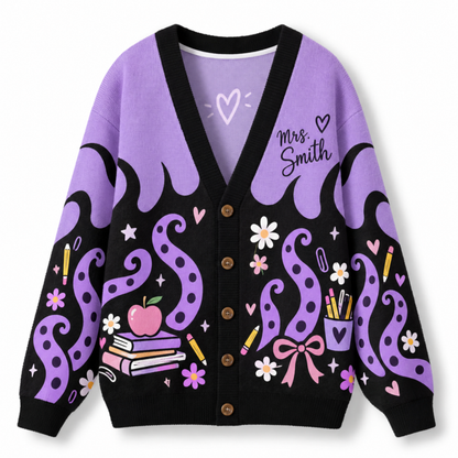 Chaotic Club Neon Flame Teacher Custom Knit Cardigan