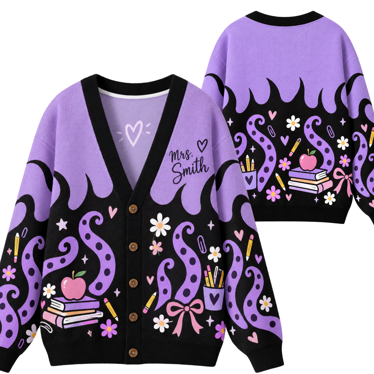Chaotic Club Neon Flame Teacher Custom Knit Cardigan