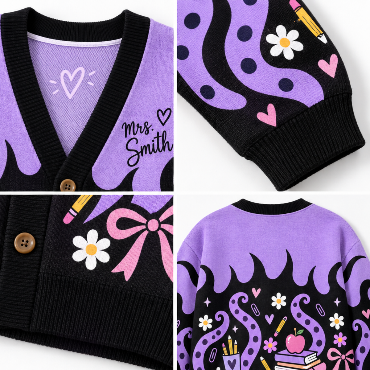 Chaotic Club Neon Flame Teacher Custom Knit Cardigan