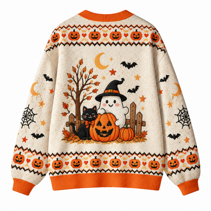 Chaotic Club Personalize Name Boo Pumpkin Cardigan