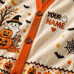 Chaotic Club Personalize Name Boo Pumpkin Cardigan