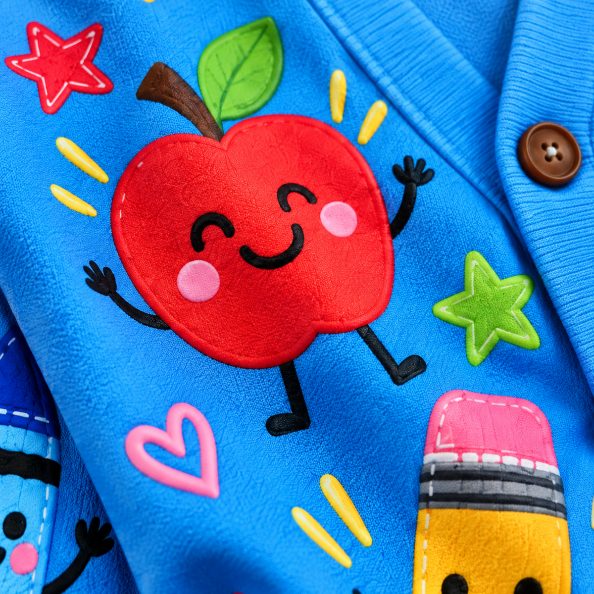 Chaotic Club Personalized Blue School Supply Doodle Cardigan