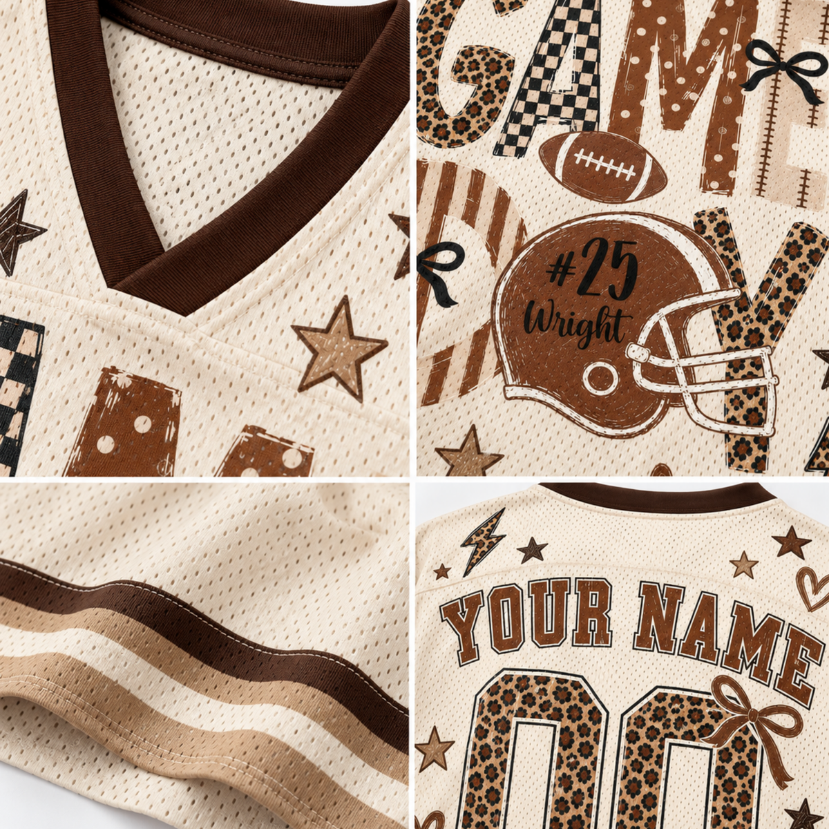 Chaotic Club Personalized Fall Football Leopard Touchdown Mesh Jersey
