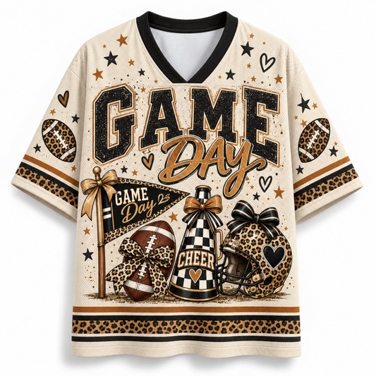 Chaotic Club Personalized Fall Football Leopard Touchdown Mesh Jersey