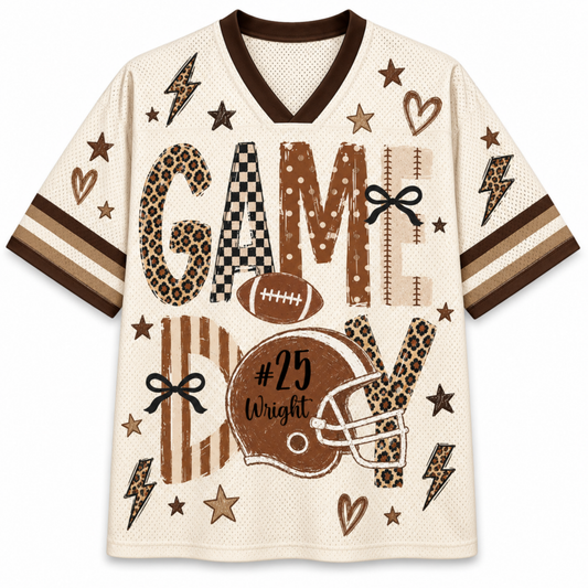 Chaotic Club Personalized Fall Football Leopard Touchdown Mesh Jersey