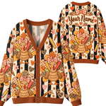 Chaotic Club Personalized Fall Vibes Turkey Teacher Cardigan