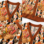 Chaotic Club Personalized Fall Vibes Turkey Teacher Cardigan