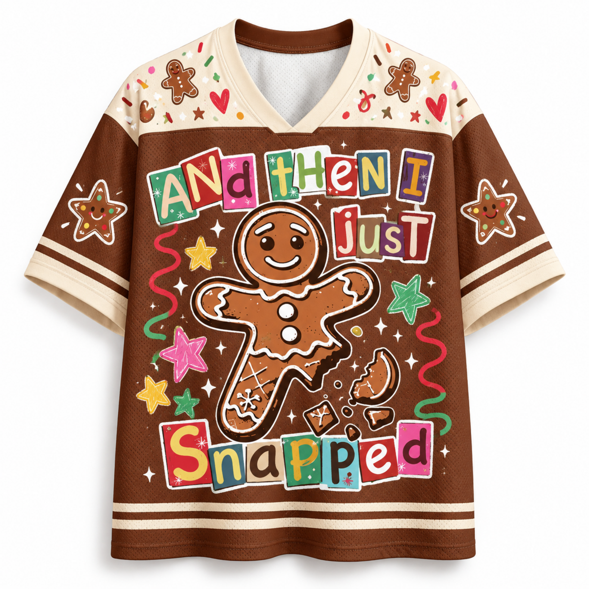 Chaotic Club Personalized Gingerbread And Then I Just Snapped Christmas Mesh Jersey