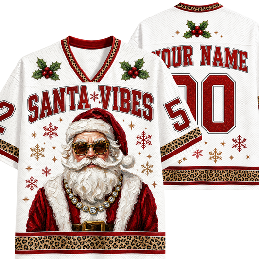 Chaotic Club Personalized Glam Santa Christmas Boujee Mesh Jersey
