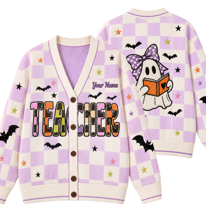 Chaotic Club Personalized Halloween Teacher Personalized Cardigan