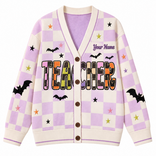 Chaotic Club Personalized Halloween Teacher Personalized Cardigan