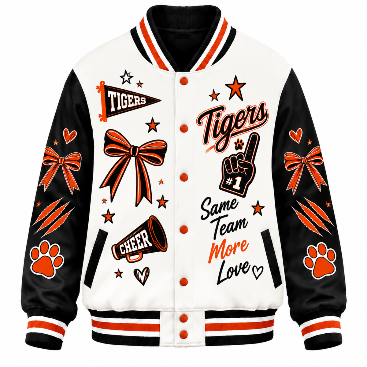 Chaotic Club Personalized Mascot Cheer Bow Varsity Jacket