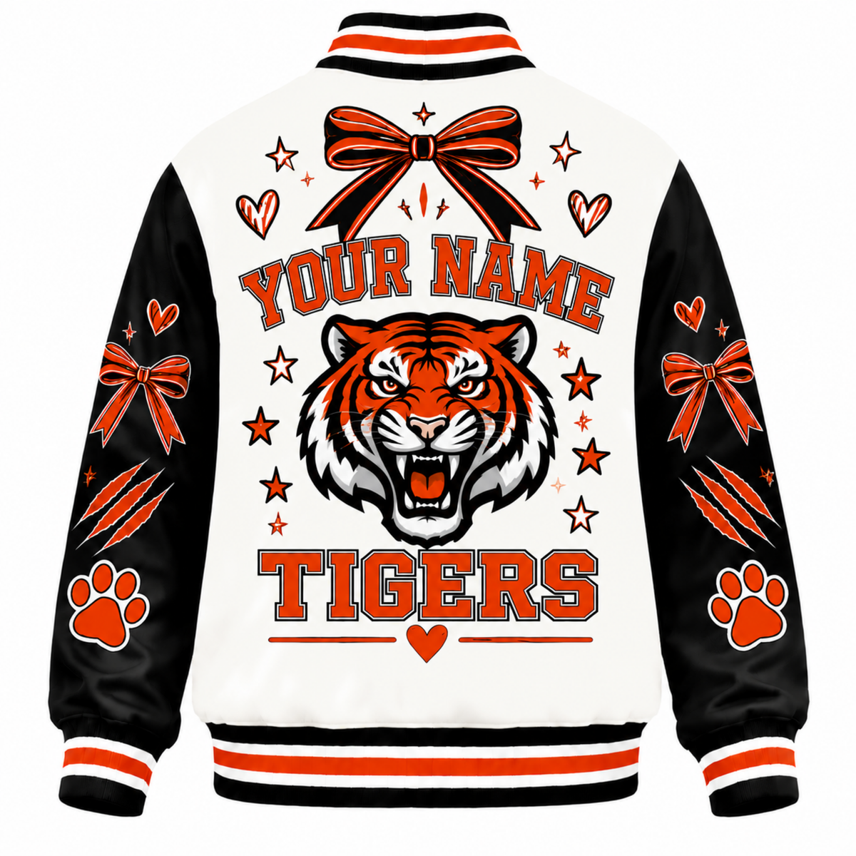 Chaotic Club Personalized Mascot Cheer Bow Varsity Jacket