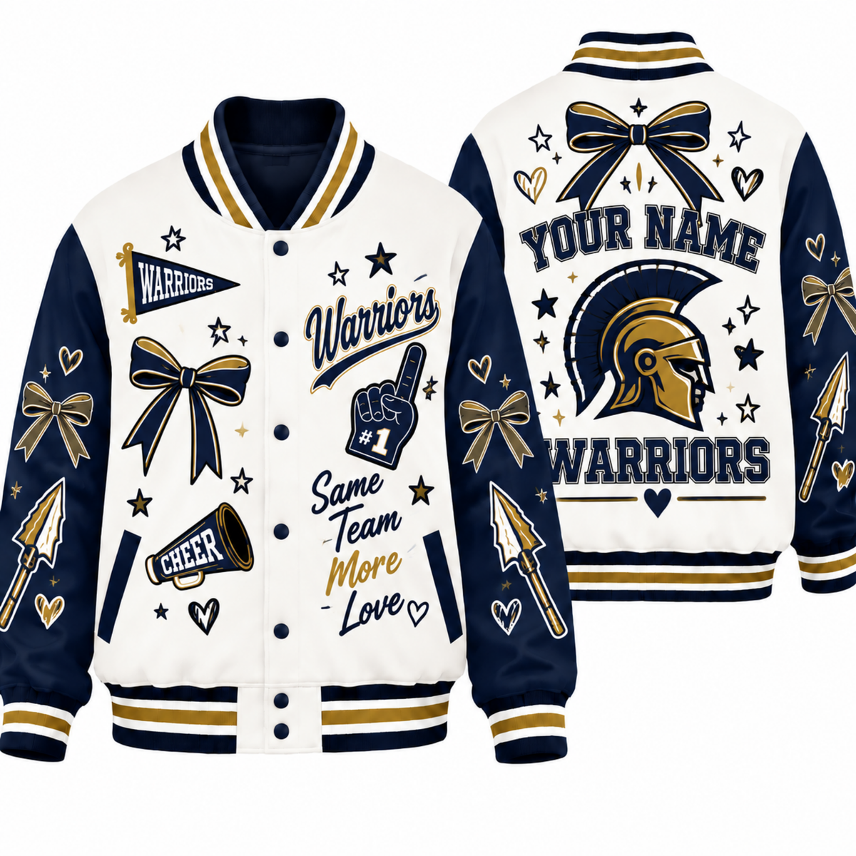 Chaotic Club Personalized Mascot Cheer Bow Varsity Jacket