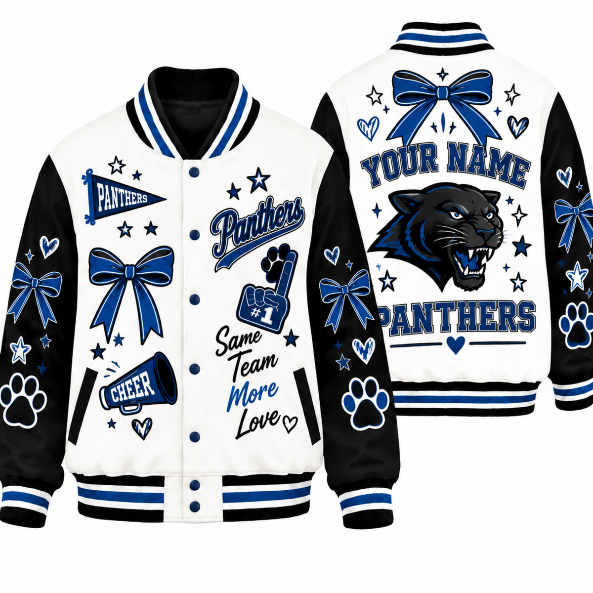Chaotic Club Personalized Mascot Cheer Bow Varsity Jacket