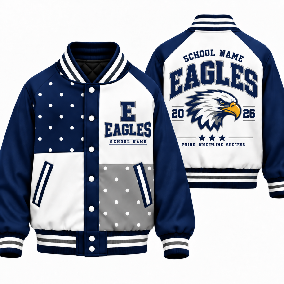 Chaotic Club Personalized Mascot Polka Dot Varsity Jacket