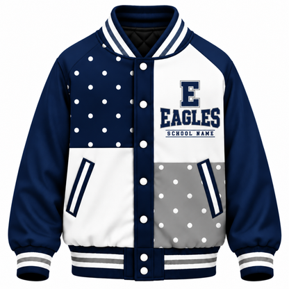 Chaotic Club Personalized Mascot Polka Dot Varsity Jacket